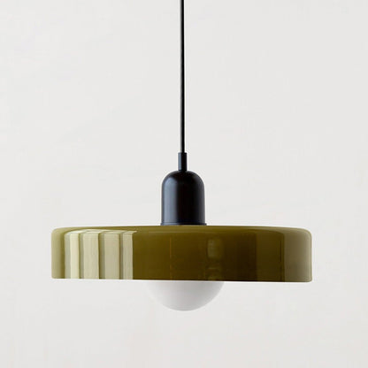 Art Glass Dome Pendant Light Fixture with Adjustable Cord for Kitchen Island Dining Room Bedroom | Modern Round Ceiling Hanging Lamp