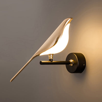 Sculptural Bird Sconce Light with Black & Gold Finish for Bedroom, Hallway, Living Room | Modern Metal Indoor Fixture 11 in Wide