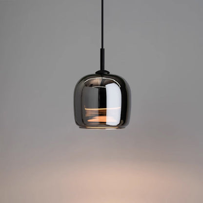 Smoky Glass Drop Ceiling Light E27 Socket Black Finish Adjustable Cord for Kitchen Island Bedroom Dining Room Scandinavian Minimal Style Hom