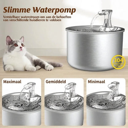 Motion-Activated Pet Water Fountain with 4-Stage Filtration for Cats & Dogs – Stainless Steel 68 oz Automatic Drinking Station