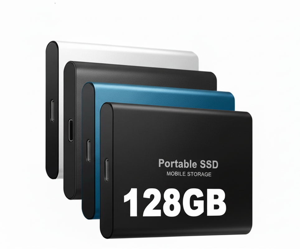 Ultra-Slim Solid State Drive 128GB USB-C Compatible for Laptops Phones Tablets Android Windows Apple Cross-Platform Storage Solution