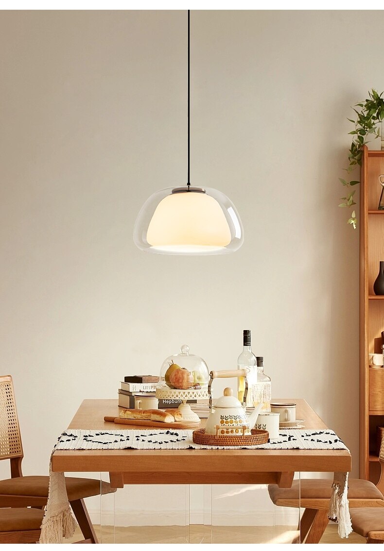 Translucent Globe Hanging Light Fixture Glass Dome Ceiling Lamp for Kitchen Island Dining Room Bedroom Modern