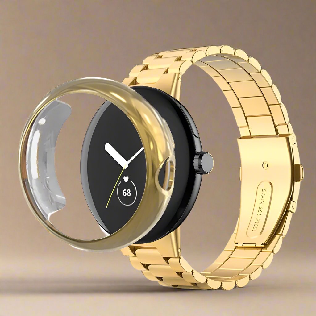 Metal Bracelet Watch Band with Protective Case for Pixel Watch – 41mm & 45mm Compatible Stainless Steel Strap Kit