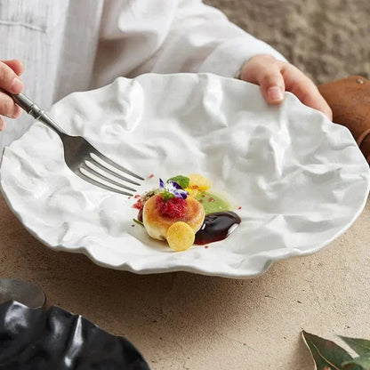 Ocean Wave Serving Bowl Ceramic Porcelain Handcrafted Dinnerware for Kitchen Dining Room Coastal Table Decor Salad Soup