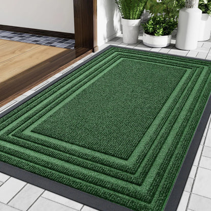 Rubber Entry Mat Slip-Resistant Low Profile for Front Door Back Door Patio Garage Hallway Mud Scraper Floor Protection