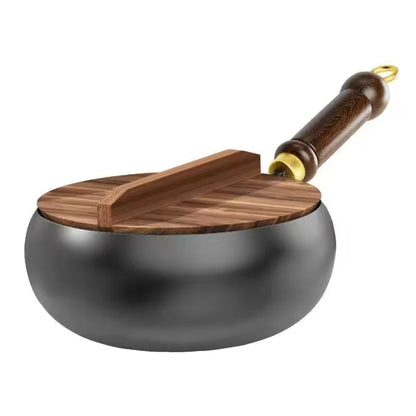 Heavy-Duty Iron Skillet Pan 12 in Diameter for High-Heat Cooking & Searing Asian Dishes on Gas Induction Stovetops