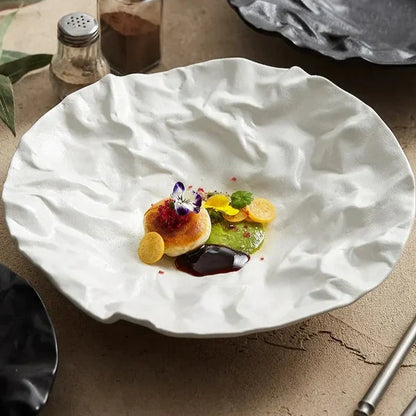 Ocean Wave Serving Bowl Ceramic Porcelain Handcrafted Dinnerware for Kitchen Dining Room Coastal Table Decor Salad Soup