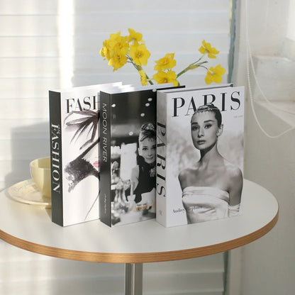 Hollow Cardboard Book Stack 3-Piece Display Set for Shelf Styling Coffee Table Accent Modern Home Interior Staging Props