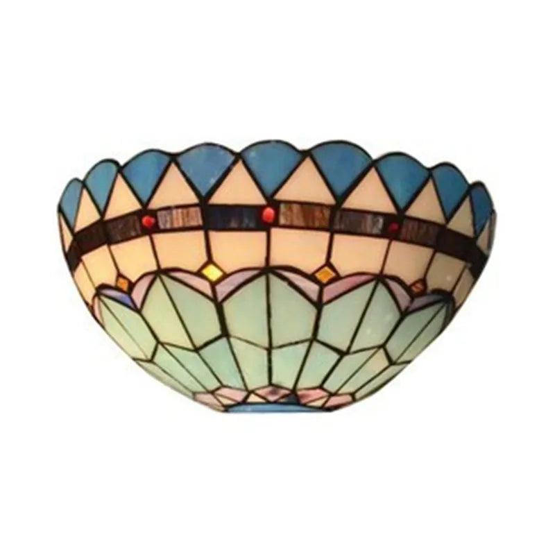 Stained Glass Sconce with Blue & Mint Green Tiles for Bedroom, Hallway & Dining Room | E27 Socket Compatible with LED