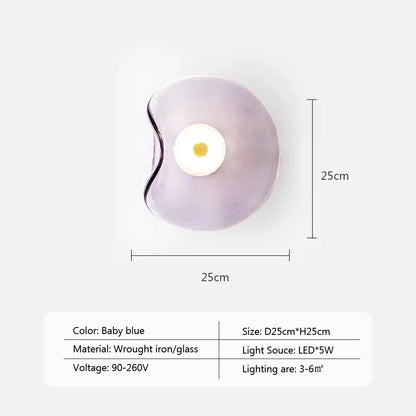 Modern Glass Wall Sconce LED Light Gray Blue Amber Finish for Bedroom Bathroom Kitchen Foyer Hallway Contemporary Lighting Fixture
