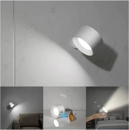 Rechargeable Magnetic Wall Sconce with 360° Swivel Head – Dimmable LED Light, Touch or Remote Control, Cordless Design for Bedroom, Living
