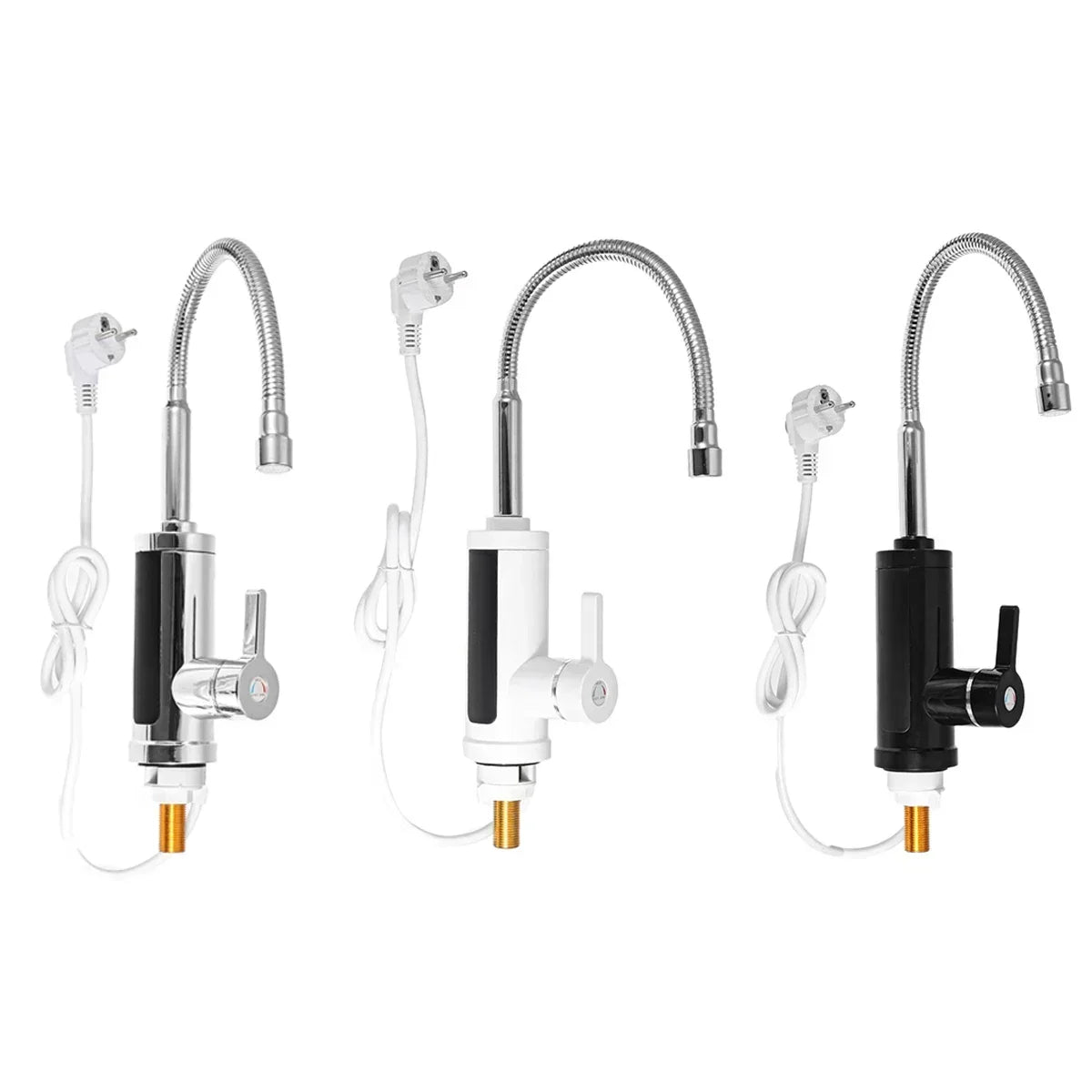 Instant Hot Water Electric Kitchen Faucet 3000W Tankless Tap for Sink 86-140°F Dual-Handle Cold & Heated Water Dispenser Fast Heating Stainl