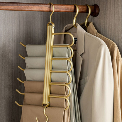 Multi-Tier Closet Hanger for Pants Storage 6-Level Rotating Hook Space Organizer for Jeans Slacks Scarves 14 in Wide Lightweight Aluminum Ra