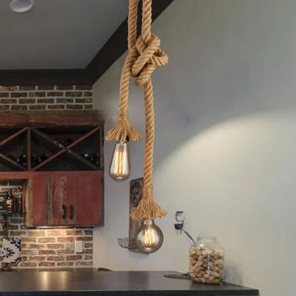 Rope Ceiling Light E27 Edison Fixture Industrial Style for Dining Room Kitchen Island Single Double Head Adjustable Drop