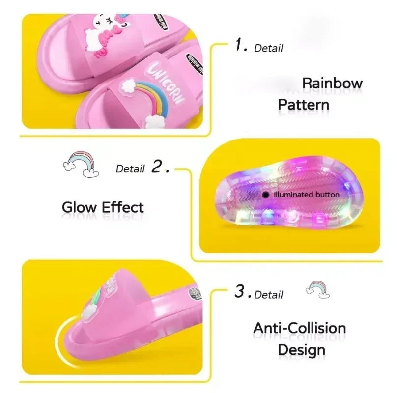 Light-Up Unicorn Slippers for Kids - Fun LED Sandals for Boys & Girls