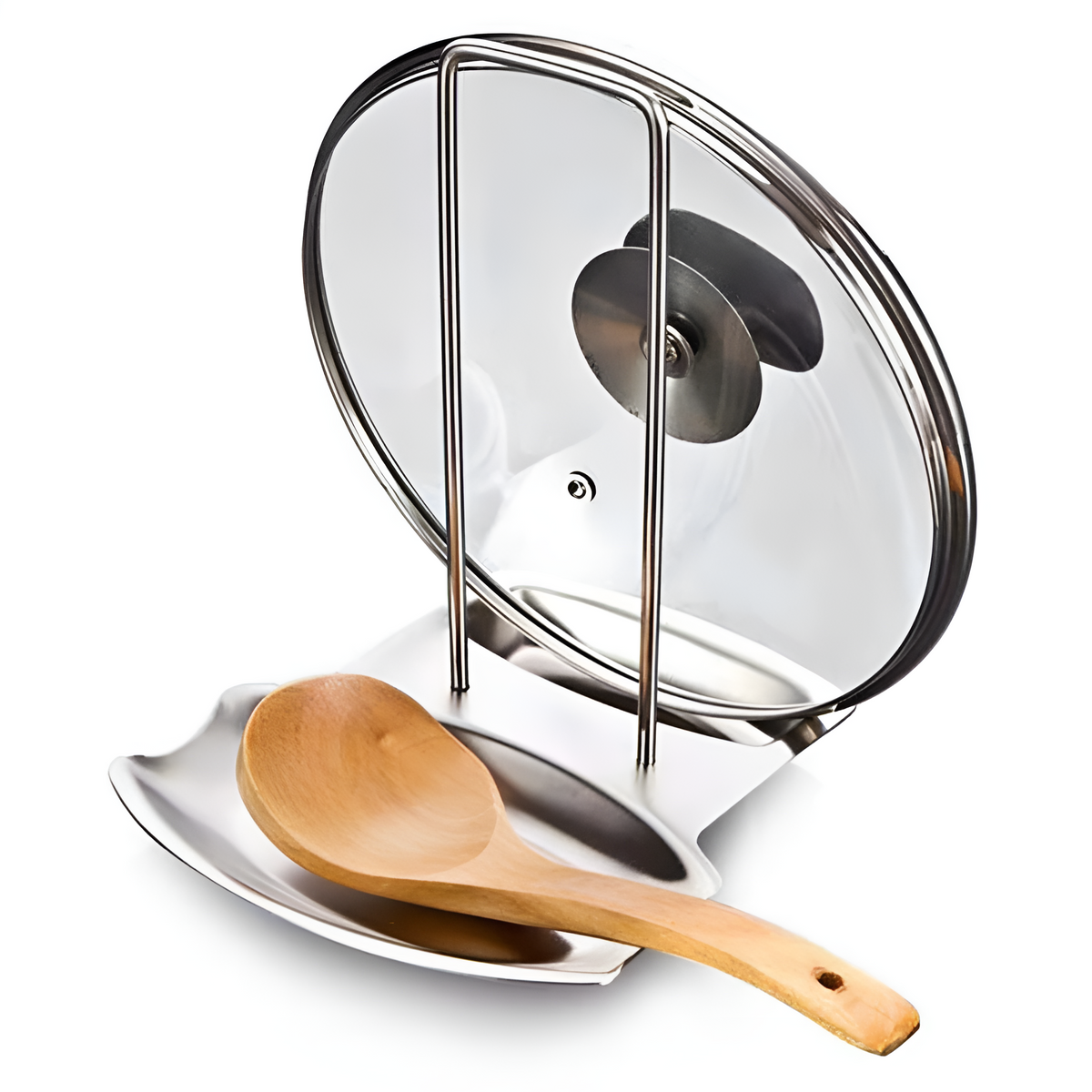Sable Pot Lid and Spoon Holder - Stainless Steel, Space-Saving Design