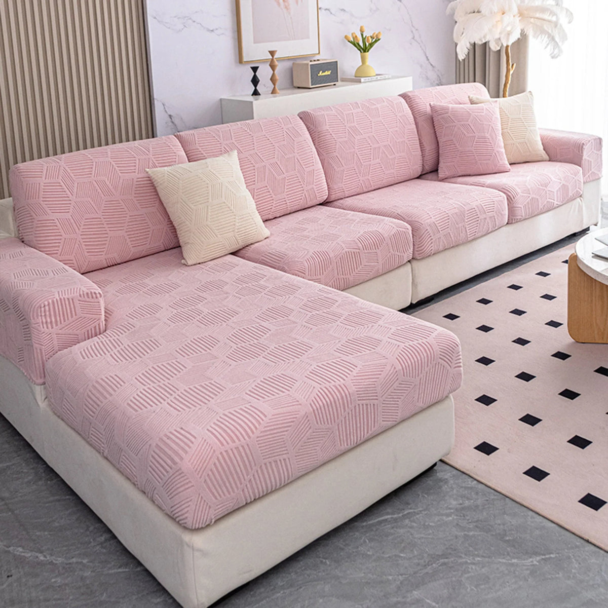 Sable Sofa Cover - Water-Resistant Jacquard, Pet-Friendly Couch Slipcover