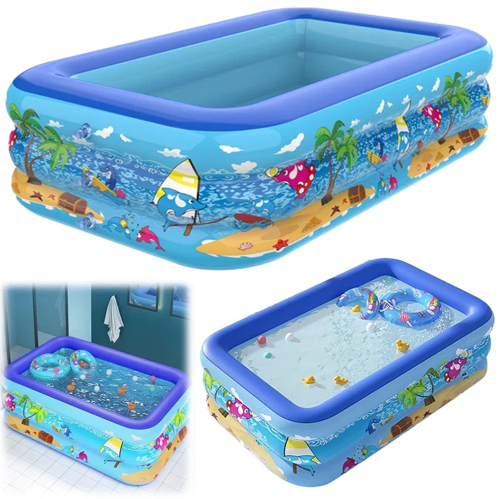 Ortekor Inflatable Children's Paddling Pool with Cartoon Design | Durable PVC for Safe Summer Fun