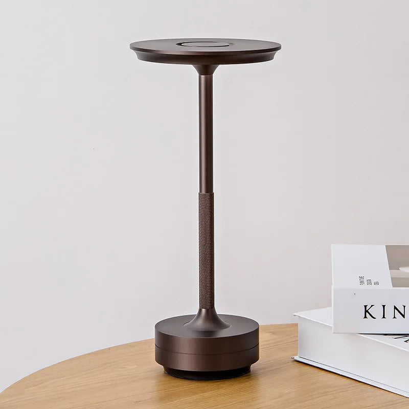USB Rechargeable LED Desk Lamp with Touch Dimmer Control in Matte Aluminum Finish for Bedside, Dining Room, Office & Patio Use