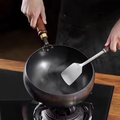 Heavy-Duty Iron Skillet Pan 12 in Diameter for High-Heat Cooking & Searing Asian Dishes on Gas Induction Stovetops