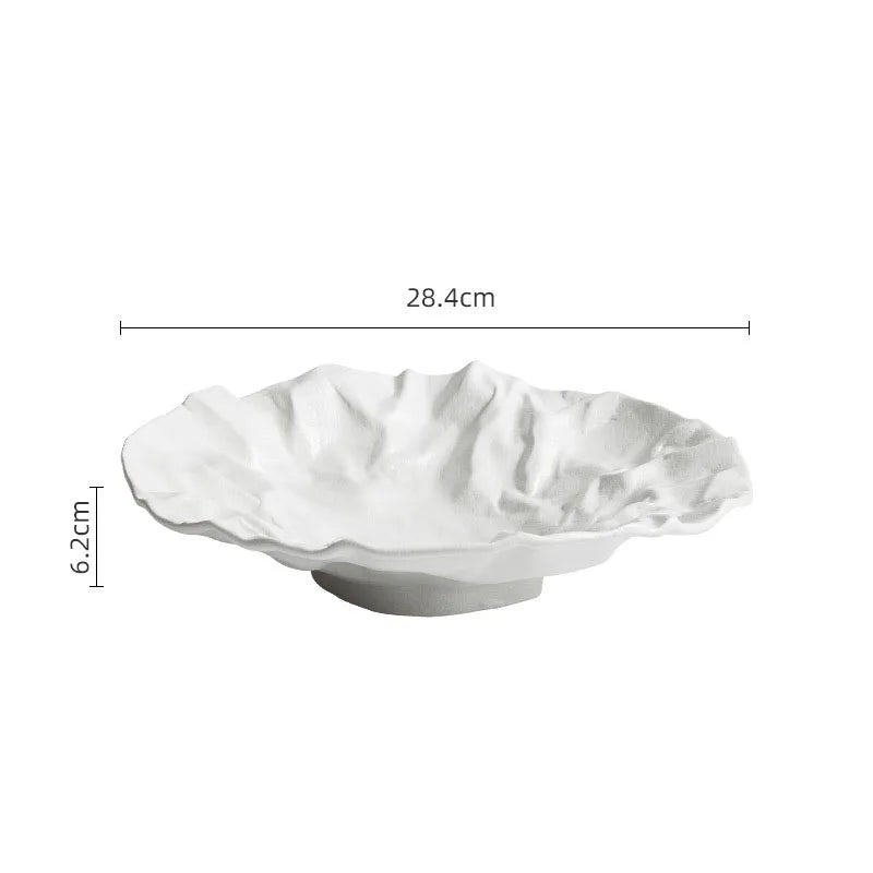Ocean Wave Serving Bowl Ceramic Porcelain Handcrafted Dinnerware for Kitchen Dining Room Coastal Table Decor Salad Soup