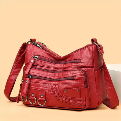 Retro-Inspired Shoulder Bag for Women – Faux Leather Crossbody Purse with Top Handle – Everyday Carryall with Interior Pockets – Classic