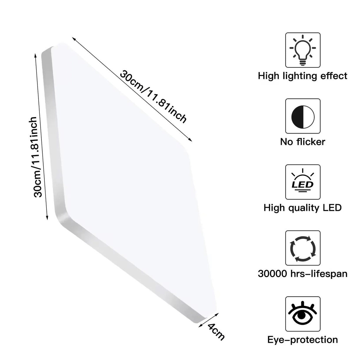 Square LED Flush Mount Light 48W 5400LM Cool White for Bathroom Kitchen Hallway Moisture-Resistant Overhead Fixture Low Profile Modern Home