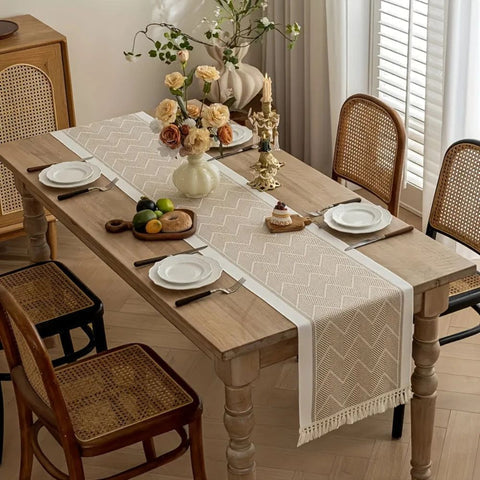 Zara Loom Table Runner - Microfiber, Geometric Zigzag