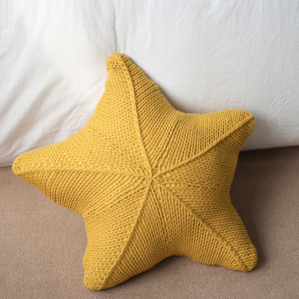 Sandy Cushion - Hand-Knitted, Nautical Starfish Design