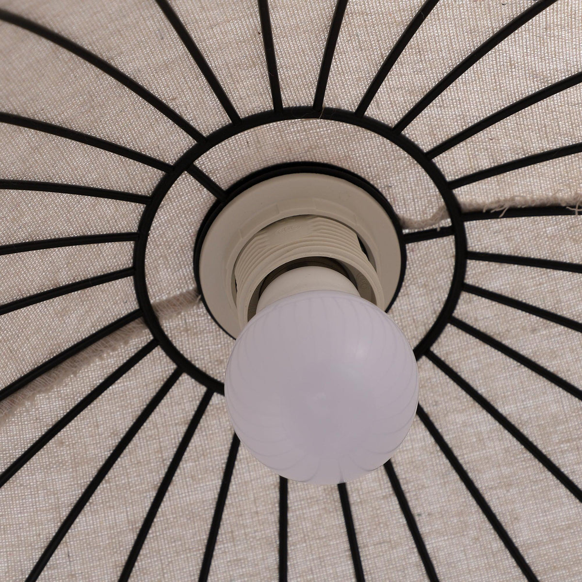 Fabric Dome Ceiling Light White 14 inch Ribbed Scalloped Hanging Fixture for Dining Room Bedroom Adjustable Height Vintage Modern E26 Socket