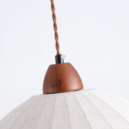 Fabric Dome Ceiling Light White 14 inch Ribbed Scalloped Hanging Fixture for Dining Room Bedroom Adjustable Height Vintage Modern E26 Socket