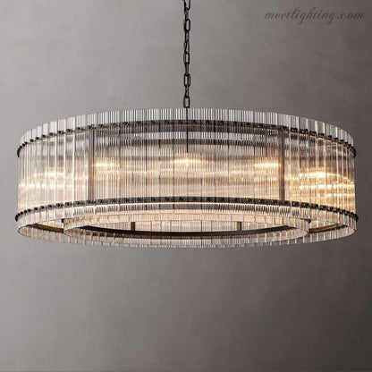 Circular Tiered Glass Panel Ceiling Fixture 22-60 Inch Diameter for Dining Room Foyer Living Room Bedroom Hotel Entryway Statement Lighting