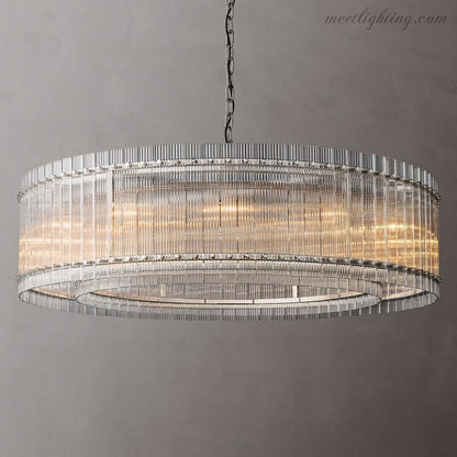 Circular Tiered Glass Panel Ceiling Fixture 22-60 Inch Diameter for Dining Room Foyer Living Room Bedroom Hotel Entryway Statement Lighting