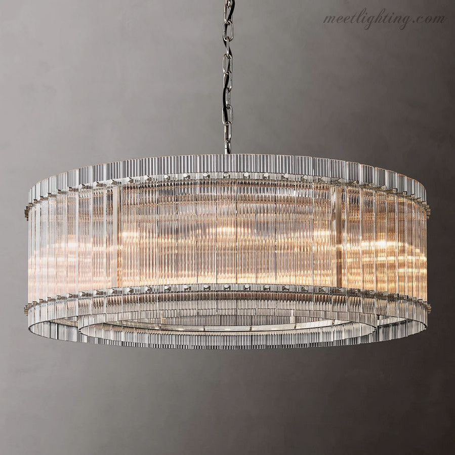 Circular Tiered Glass Panel Ceiling Fixture 22-60 Inch Diameter for Dining Room Foyer Living Room Bedroom Hotel Entryway Statement Lighting