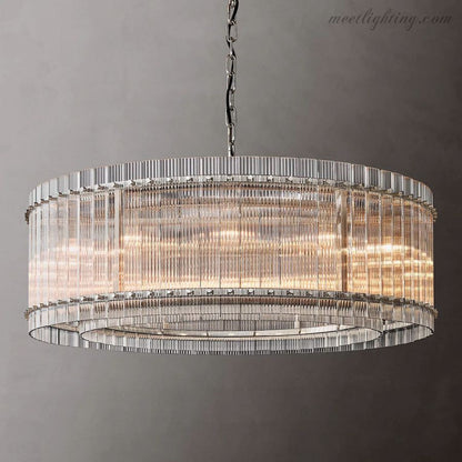 Circular Tiered Glass Panel Ceiling Fixture 22-60 Inch Diameter for Dining Room Foyer Living Room Bedroom Hotel Entryway Statement Lighting