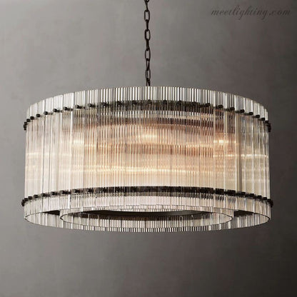 Circular Tiered Glass Panel Ceiling Fixture 22-60 Inch Diameter for Dining Room Foyer Living Room Bedroom Hotel Entryway Statement Lighting