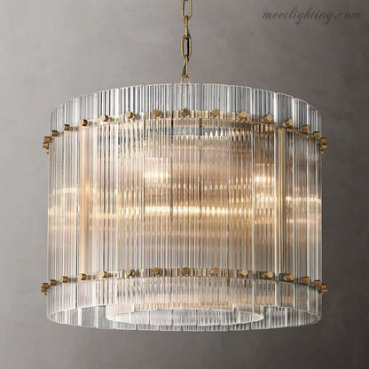 Circular Tiered Glass Panel Ceiling Fixture 22-60 Inch Diameter for Dining Room Foyer Living Room Bedroom Hotel Entryway Statement Lighting