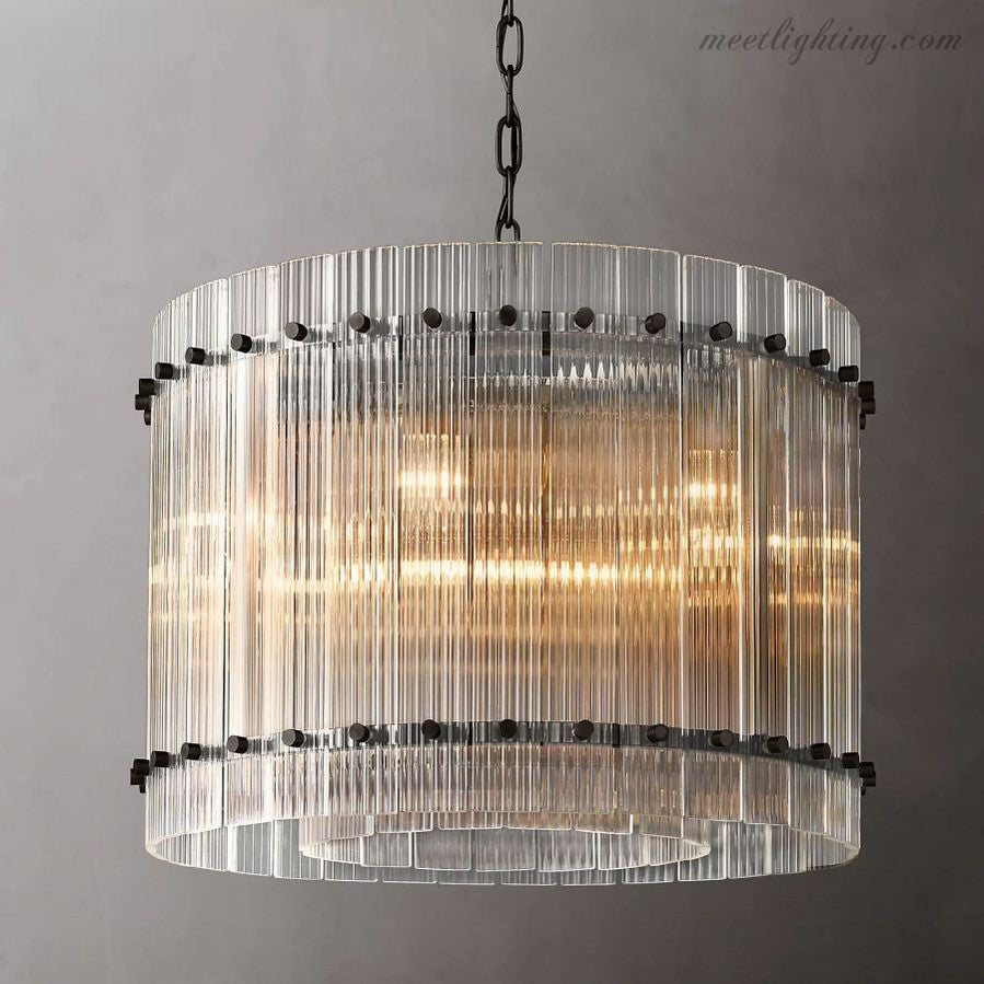 Circular Tiered Glass Panel Ceiling Fixture 22-60 Inch Diameter for Dining Room Foyer Living Room Bedroom Hotel Entryway Statement Lighting