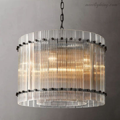Circular Tiered Glass Panel Ceiling Fixture 22-60 Inch Diameter for Dining Room Foyer Living Room Bedroom Hotel Entryway Statement Lighting