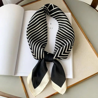 Satin Print Scarf for Hair Neck Bag Accessory | Women's Luxury Square Neckerchief Headband Handbag Tie | Soft Sheen Fabric Statement Piece