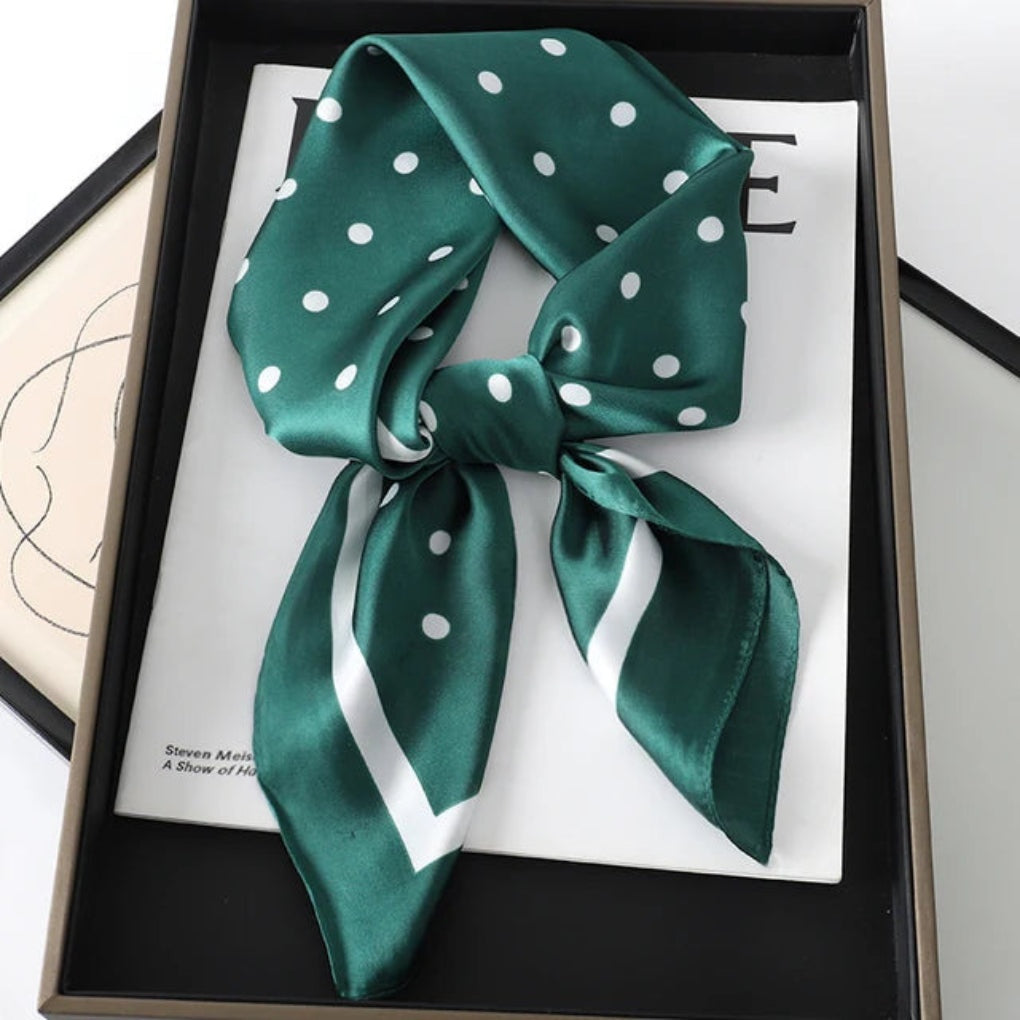 Satin Print Scarf for Hair Neck Bag Accessory | Women's Luxury Square Neckerchief Headband Handbag Tie | Soft Sheen Fabric Statement Piece