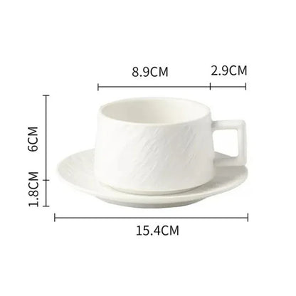 Glazed Porcelain Cup and Saucer Set for Tea Coffee Hot Chocolate Kitchen Dining Home Office Breakfast Drink Ware Modern Tableware
