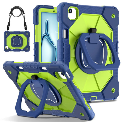 Triple-Layer iPad Protective Case with 360° Rotating Hand Grip, Integrated Kickstand & Shoulder Strap | Tempered Glass Screen Protector