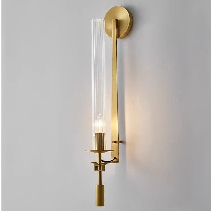 Contemporary Metal and Glass Wall Light Fixture for Bedroom Reading and Ambient Lighting