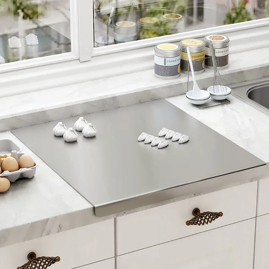Stainless Steel Large Cutting Board with Double-Sided Functionality | Durable and Hygienic for Versatile Food Preparation