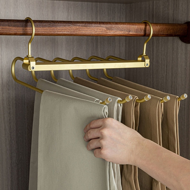 Multi-Tier Closet Hanger for Pants Storage 6-Level Rotating Hook Space Organizer for Jeans Slacks Scarves 14 in Wide Lightweight Aluminum Ra