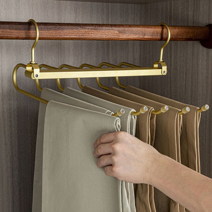 Multi-Tier Closet Hanger for Pants Storage 6-Level Rotating Hook Space Organizer for Jeans Slacks Scarves 14 in Wide Lightweight Aluminum Ra