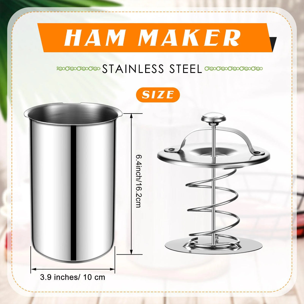 Meat Press Mold and Cooker with Kitchen Thermometer in Stainless Steel