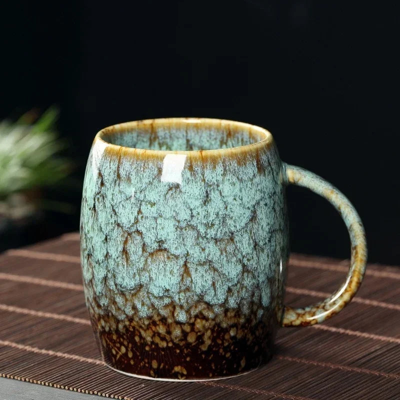 Handcrafted Stoneware Coffee Mug 4-Inch for Morning Coffee Tea Hot Cocoa Kitchen Drinkware Dishwasher-Safe Ergonomic Handle Home Office Brea
