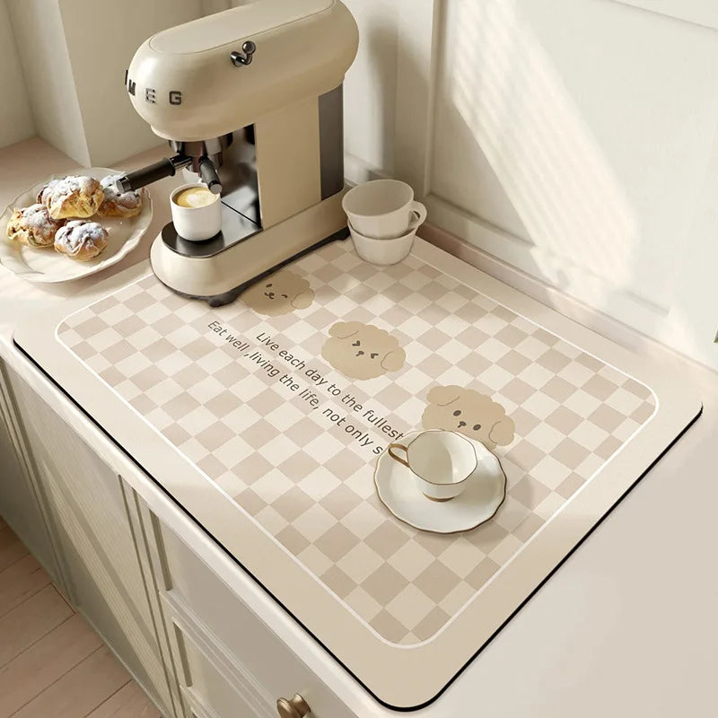 Sink Area Floor Runner 20×24 inch Green Microfiber Ultra-Absorbent Quick-Dry Anti-Slip Backing Machine Washable for Kitchen Dishwasher Cookt
